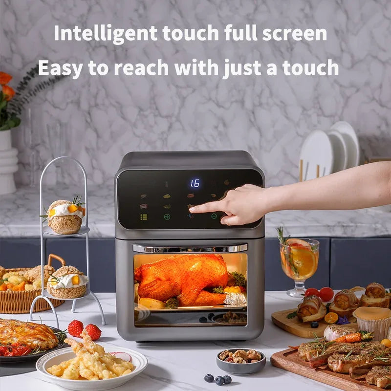 10L Large Capacity Electric Air Fryers Oil-free Automatic Household Kitchen 360°Baking Convection Oven Deep Fryer without Oil - Luvia