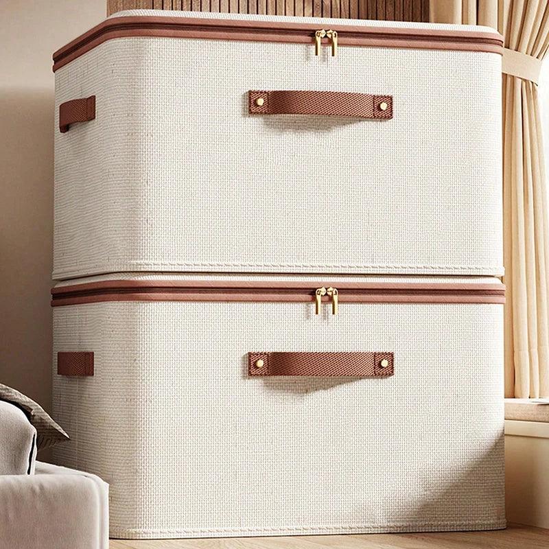 Foldable Clothes Storage Box, Closet Organizer Container with Handle and Zipper,Suitable for Wardrobe, Closet,Blanket (Washable) - Luvia