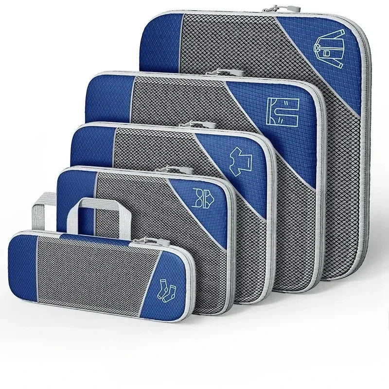 5PCS Compression Packing Cubes, Mesh Travel Packing Cubes for Suitcases, Lightweight Organizers Bag Set for Travel Essentials - Luvia