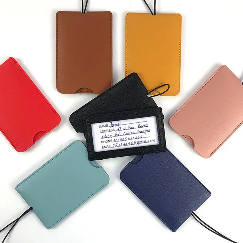Pu Leather Luggage Tags Women Man Suitcase Bag Bag Tags for Luggage Name ID Address Holder Baggage Label Travel Accessories - Luvia