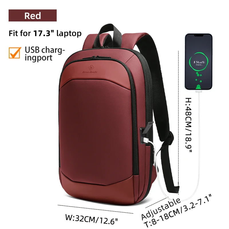 HcanKcan Fashion Men's Backpack Lightweight Expandable Backpack for Men 17.3 Inch Laptop Travel Daypack with USB Port School Bag