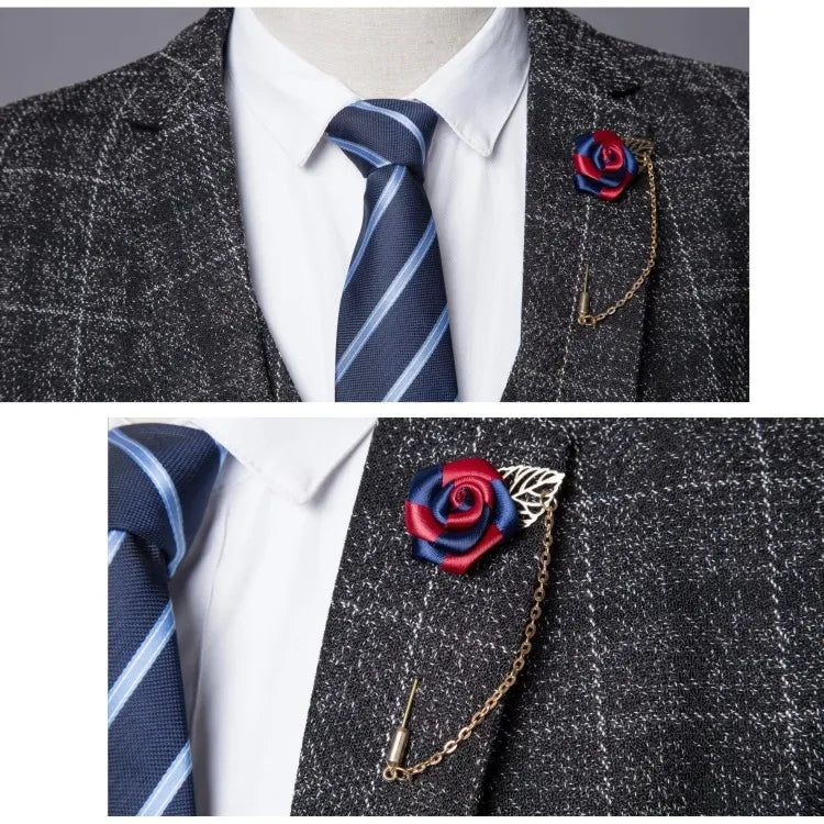 Formal Groom Wear 3 Piece (Blazer+ Vest + Pants) Men's Suit Fashion Business Gentleman Wedding Casual Plaid Cotton Linen Jacket - Luvia