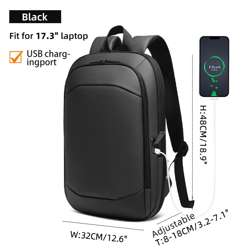 HcanKcan Fashion Men's Backpack Lightweight Expandable Backpack for Men 17.3 Inch Laptop Travel Daypack with USB Port School Bag