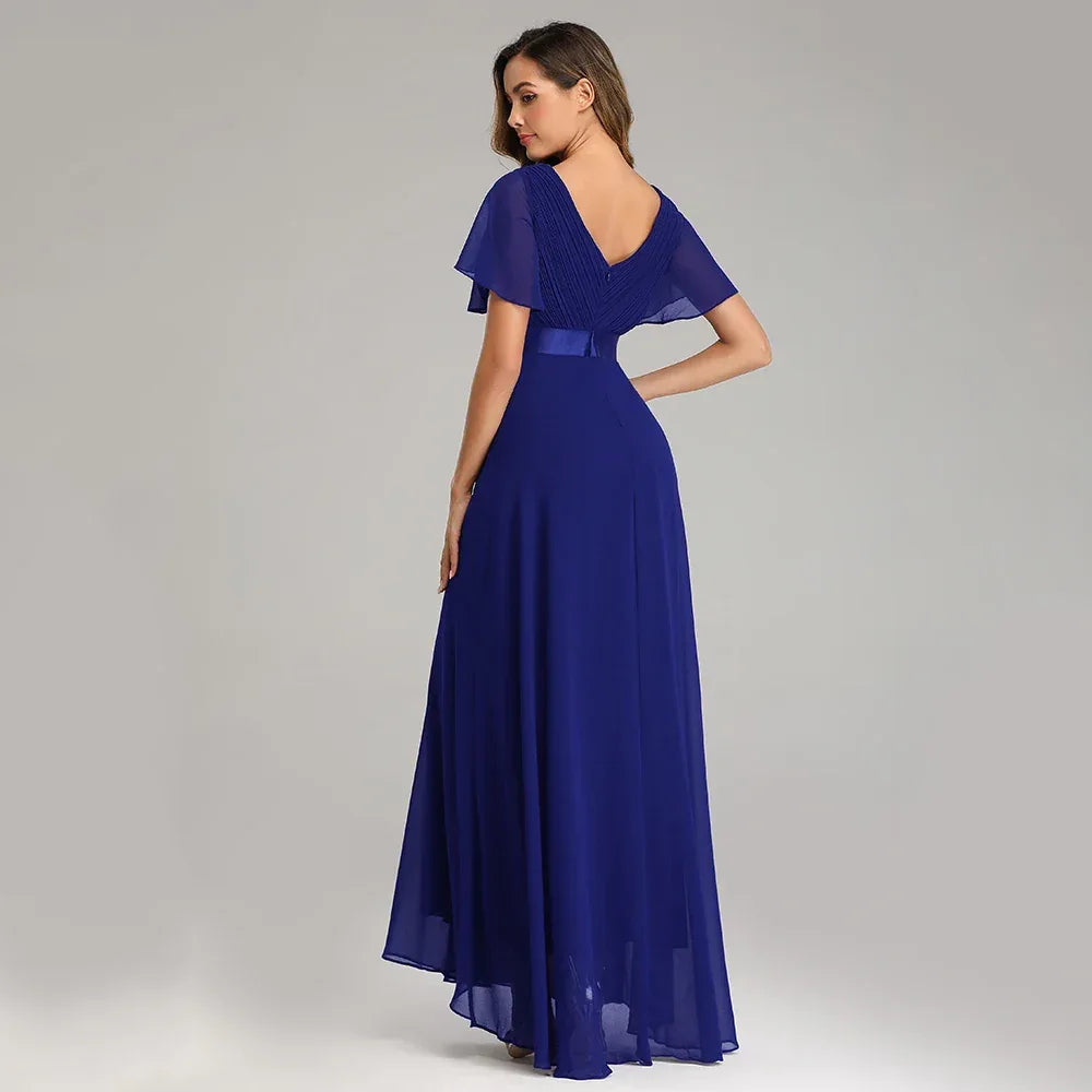 Evening Dresses XUCTHHC Elegant V-Neck Ruffles Chiffon Formal Evening Gown Robe Vestidos De Fiesta Dress for Wedding Party - Luvia