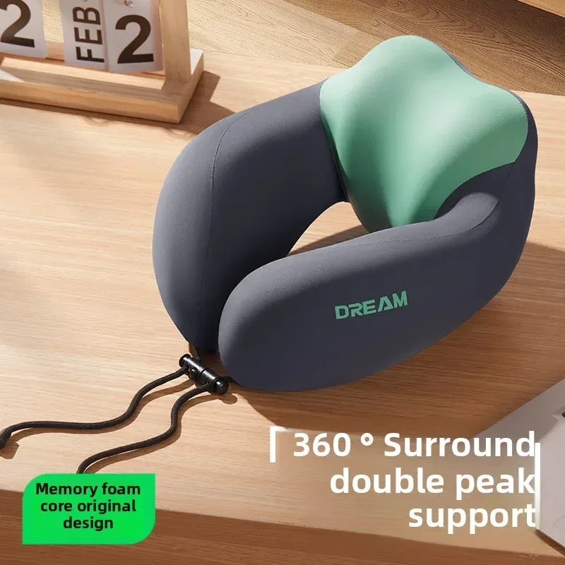 Memory Foam U-Shaped Neck Pillow for Travel & Airplane - Ergonomic Cervical Support Pillow with Portable Design Washable Cover - Luvia