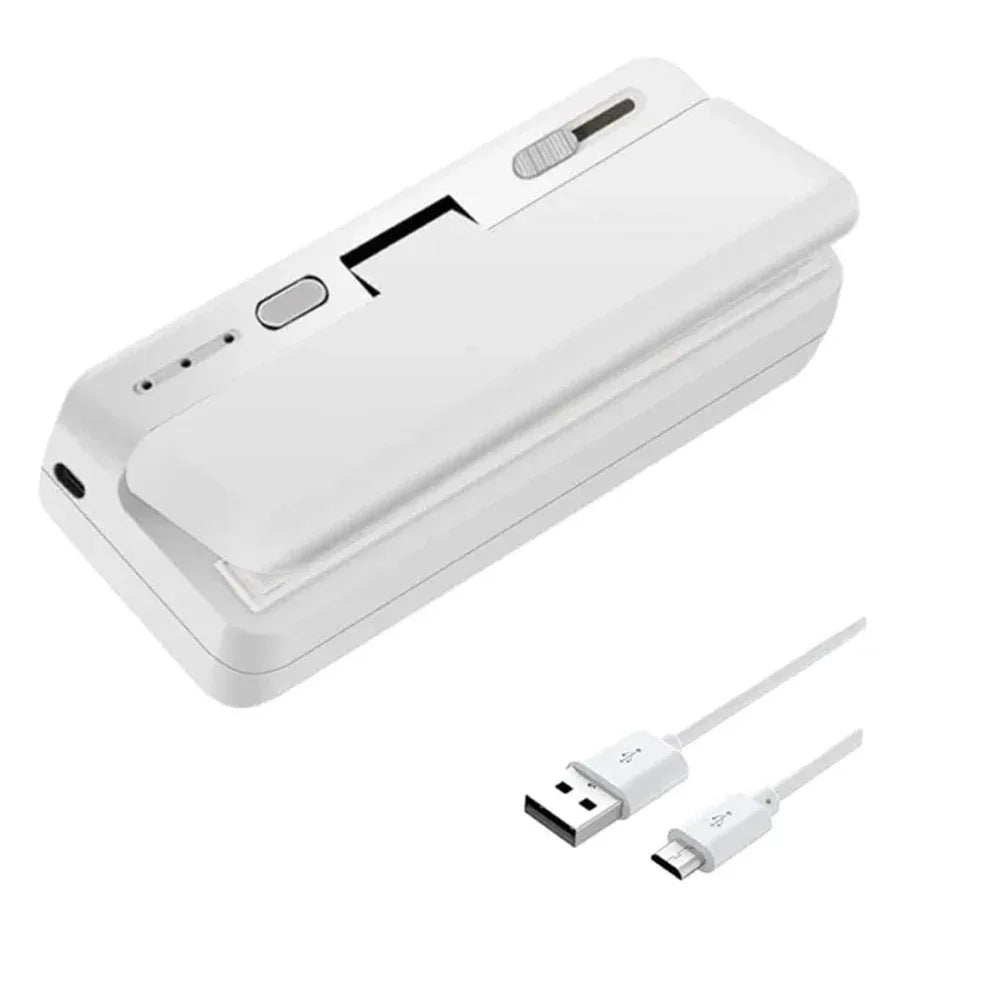 Mini Sealer 2in1 Plastic Bag Sealing Machine Portable Food Package Bags Sealer USB Rechargeable Handheld Plastic Bag Heat Sealer - Luvia