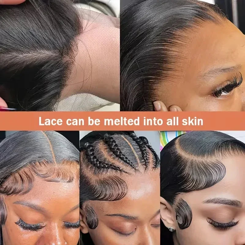 360 Full Hd Lace Wig Invisible Drawstring Glueless Wig Straight Human Hair Natural Color 220 Density Pre Plucked Ready To Wear - Luvia