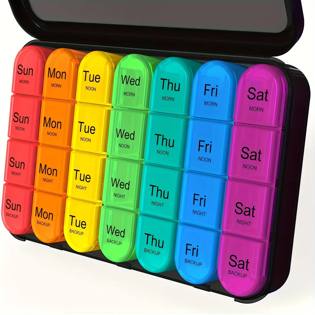 Pill Organizer 4 Times a Day Pill Box 7 Day,Large Weekly Medicine Pill Organizer for Travel with Removable Individual Containers - Luvia