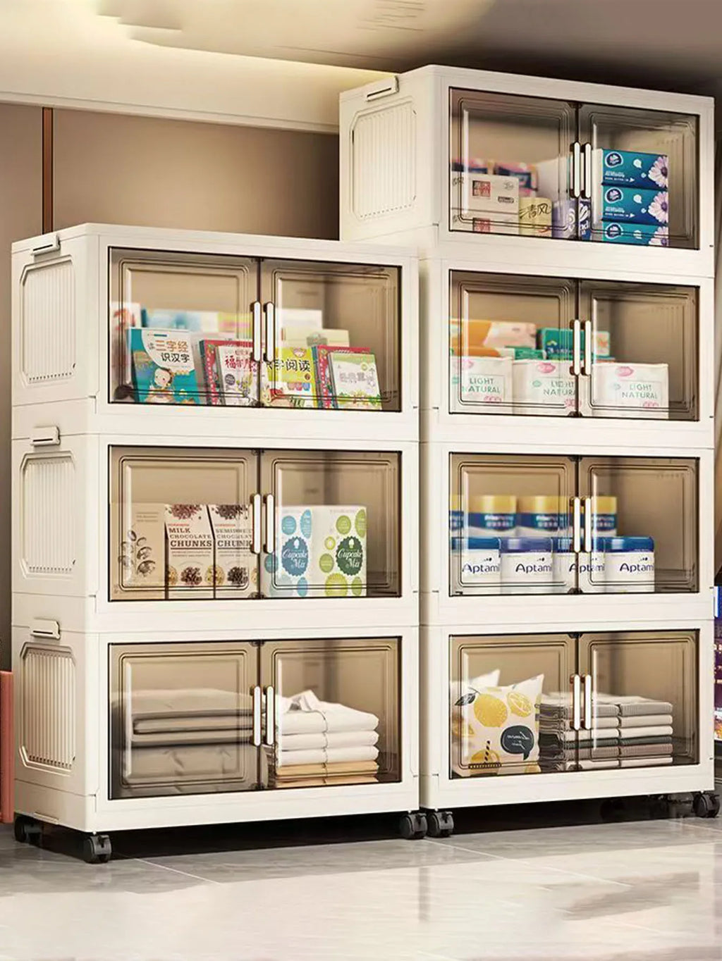 Storage Cabinet Folding Storage Box Home Living Room Toy Cabinet Storage Rack Snack Cabinet Installation-Free Kitchen Storage Cabinet Folding Storage Cabinet Organizer - Luvia