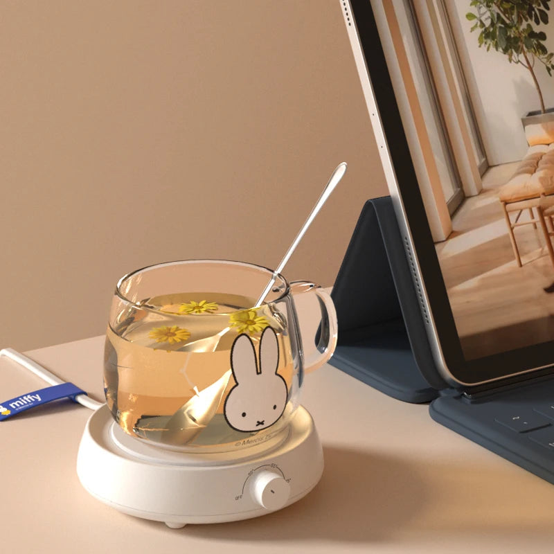 Miffy Cup Heater Coffee Mug Warmer Timer Heating Coaster Smart Thermostatic Heating Pad Hot Plate Hot Milk Coffee Cup Warmer