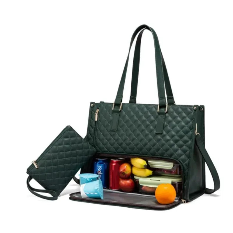 Women's 2-in-1 Insulated Lunch Bag Suitable for 15.6-inch Laptops Leak-proof Insulated Work Bag Waterproof Picnic Cooler Bag - Luvia