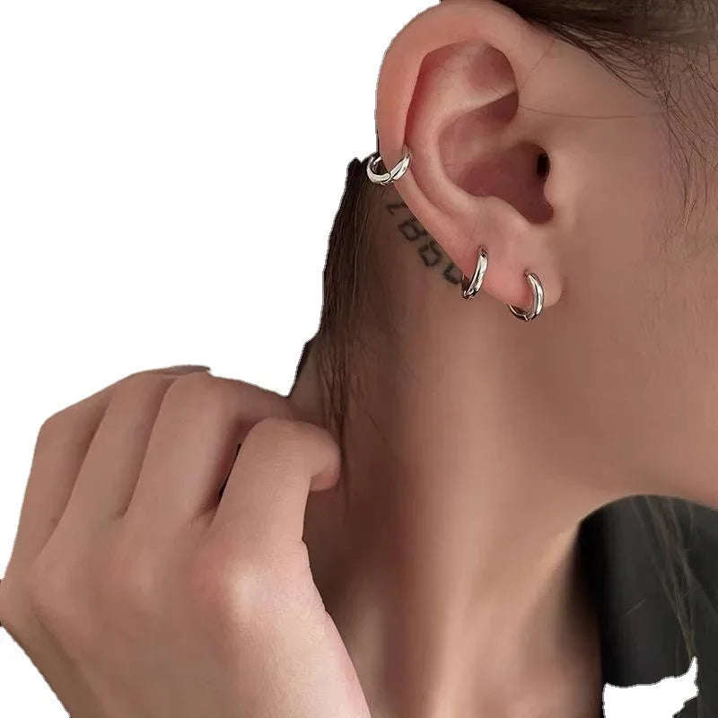 Exquisite 925 Sterling Silver Small Earrings, Plain Silver, Comfortable Earrings, Smooth Earrings, Suitable for Girls, Women - Luvia