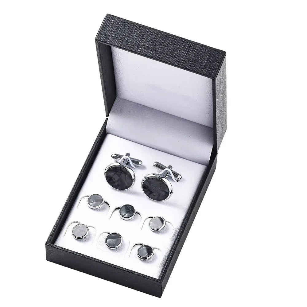 Cufflinks For Mens Luxury Quality Set Tuxedo Studs Shirts Cufflinks Set With Buttons 8pcs Set With Box Studs For Shirt Men Women - Luvia