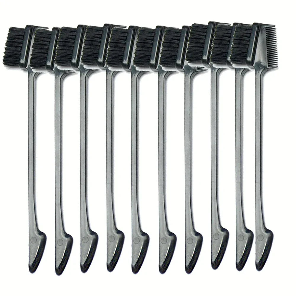 Hair Brushes,Double Side Edge Control Hair Brush Set of 2 - 3-in-1 Comb Grooming Tool for Women Girls Hair Edge Eyebrow Brushe - Luvia