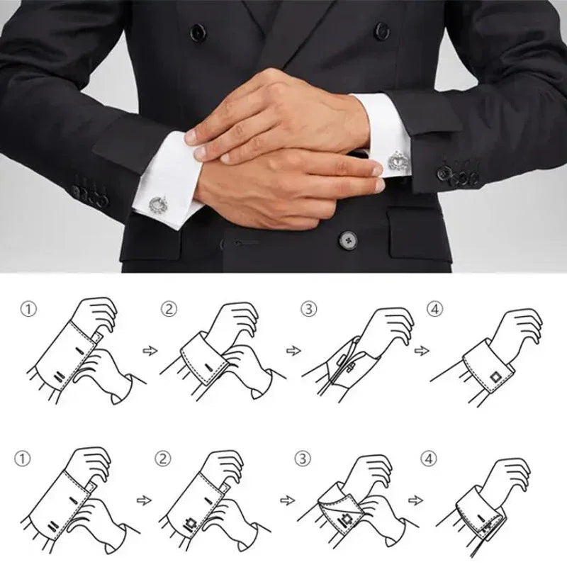 Tie clip cufflink box set square brushed enamel striped cross design men's French shirt cufflinks business suit tie clip gift - Luvia
