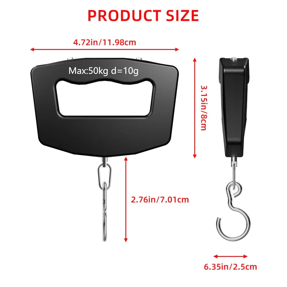 Digital Luggage Scale 50kg/110lb, Portable Handheld Scale with Backlight, Tare Function, 4 Units (g/kg/oz/lb) – Perfect for Tra - Luvia