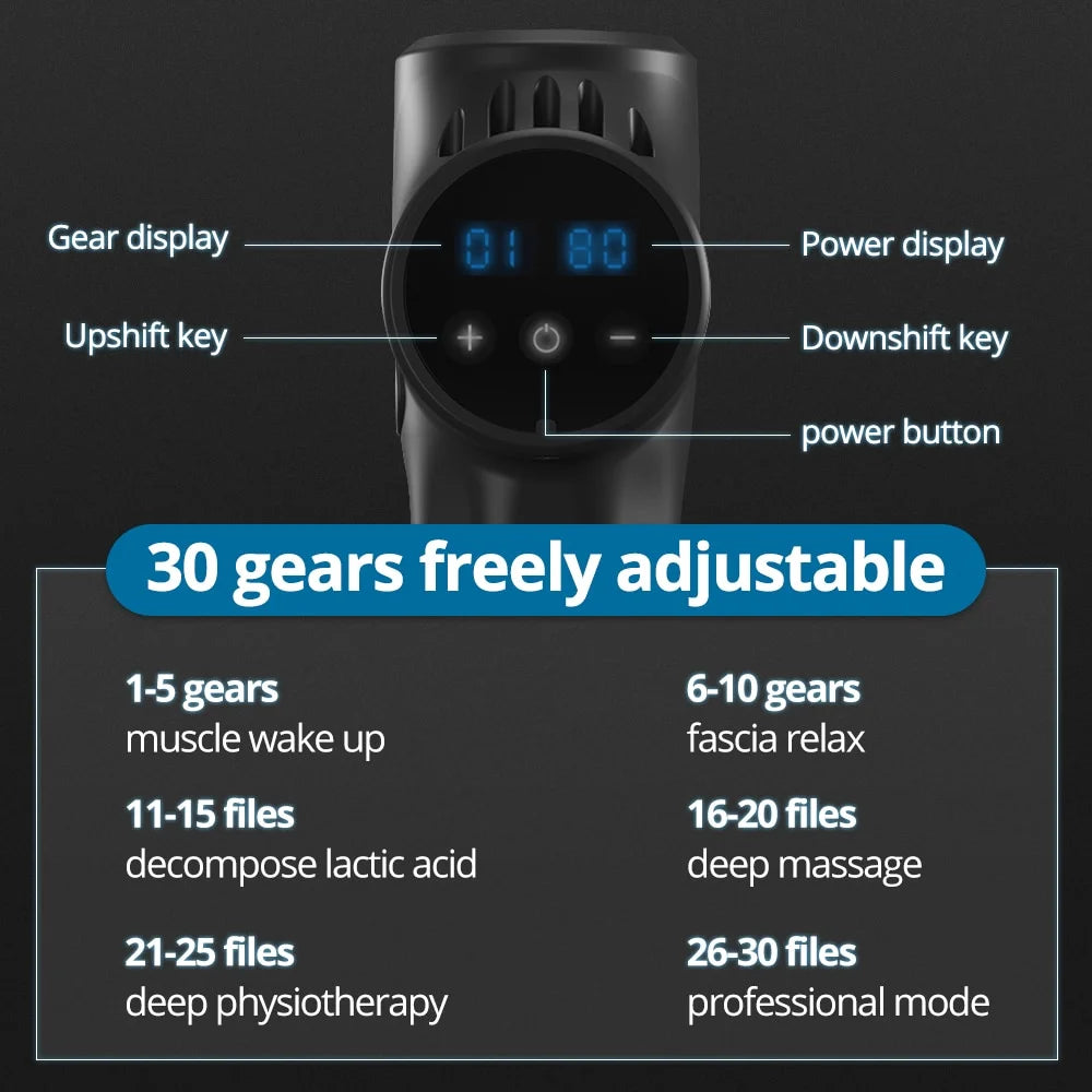 30 Level Massage Gun Fascia Deep Muscle Relax Body Neck Massager Electric Fitness Equipment Noise Reduction Male Female