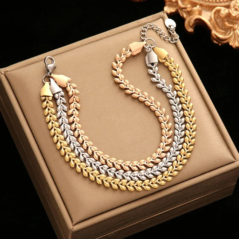 EILIECK 316L Stainless Steel Sparkling Rhinestone Chain Bracelet Bangles For Women Trendy Wrist Chain Waterproof Jewelry Gift - Luvia