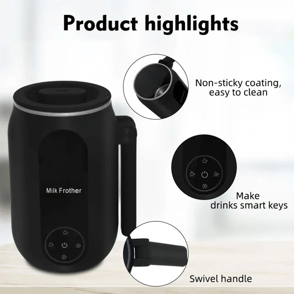 Electric Milk Frother Cooker for Frothing 4-in-1 Milk Steamer with Rotatable Handle Foam Maker for Coffee/Latte/Cappuccino - Luvia