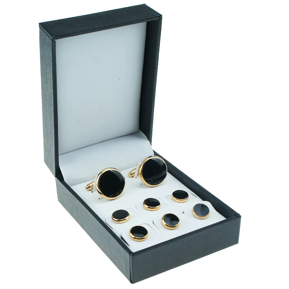 Cufflinks For Mens Luxury Quality Set Tuxedo Studs Shirts Cufflinks Set With Buttons 8pcs Set With Box Studs For Shirt Men Women - Luvia