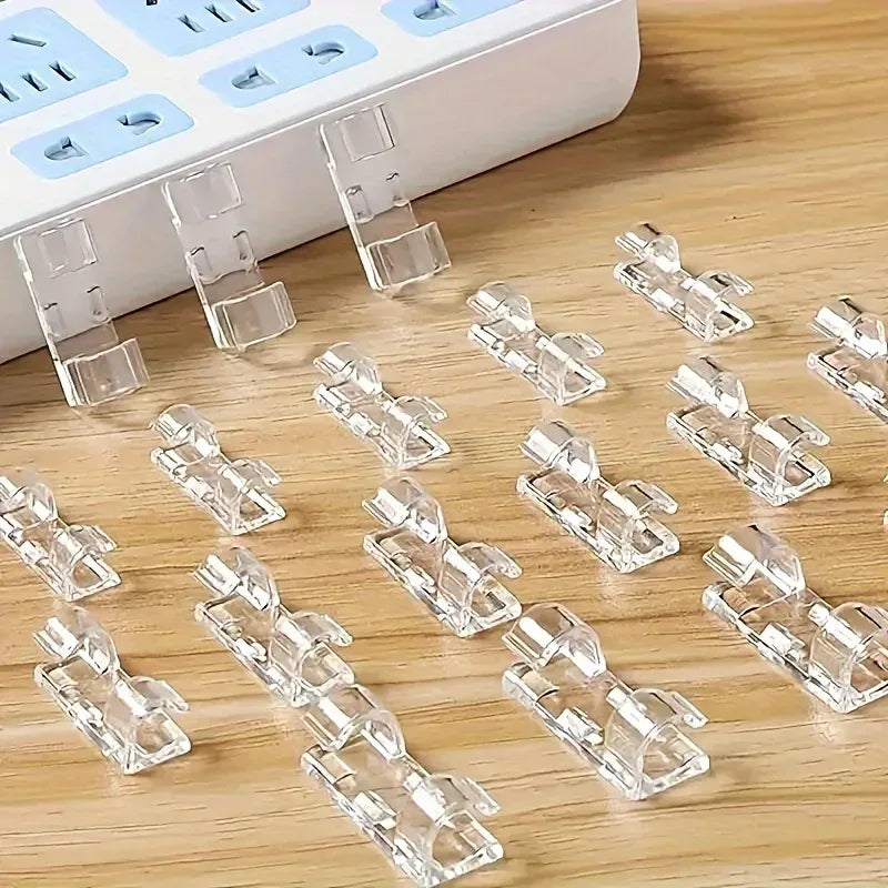 100Pcs Cable Organizer Clips Cable Management Desktop Workstation Wire Manager Cord Holder USB Charging Data Line Bobbin Winders - Luvia