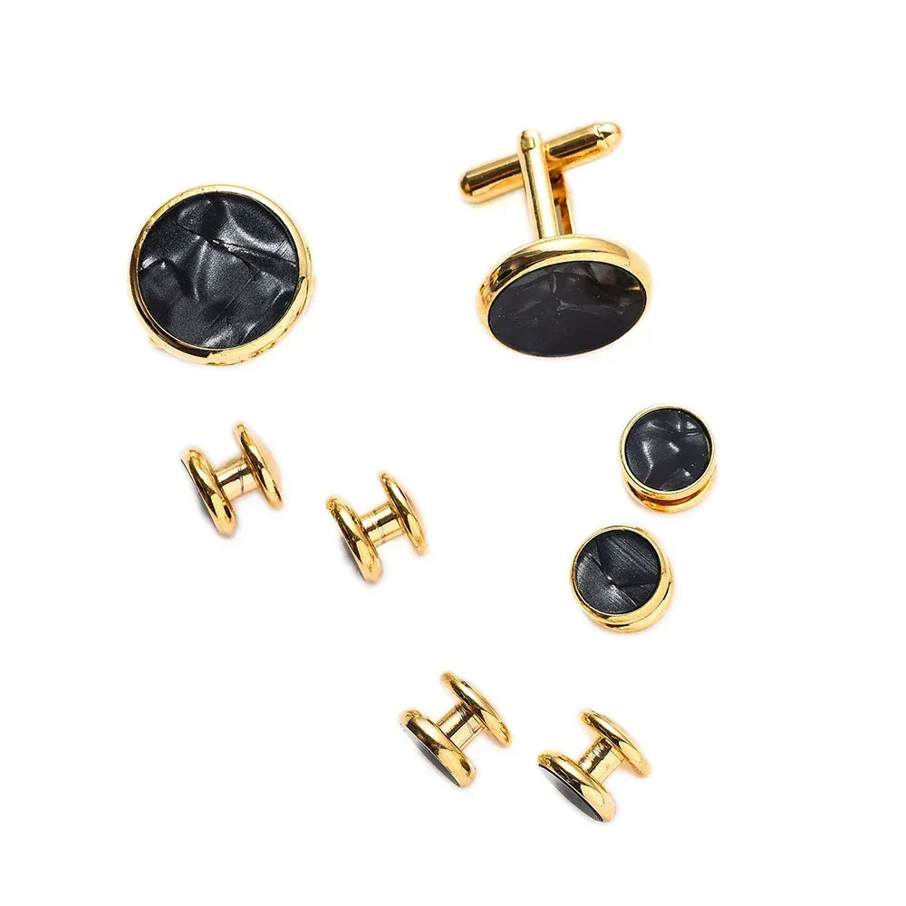 Cufflinks For Mens Luxury Quality Set Tuxedo Studs Shirts Cufflinks Set With Buttons 8pcs Set With Box Studs For Shirt Men Women - Luvia