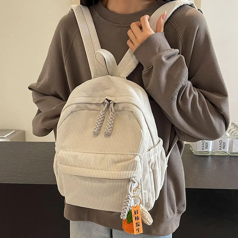 Shoulder Bag for Women Backpack Fashion Corduroy Student Backpack Travel Backpack Cute Backpacks Back To School Bags Mochila Sac