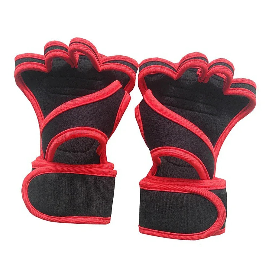 Sports Weight Lifting Workout Gloves ，with Built-in Wrist Wraps Full Palm Protection，Grip Great for Gym Pull Ups Cross Training - Luvia