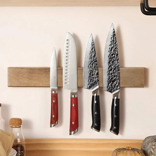 16in Knife Magnetic Strip with Adhesive or Screws - Magnetic Knife Holder for Wall - made of Elegant Acacia Wood for Heavy Knife - Luvia