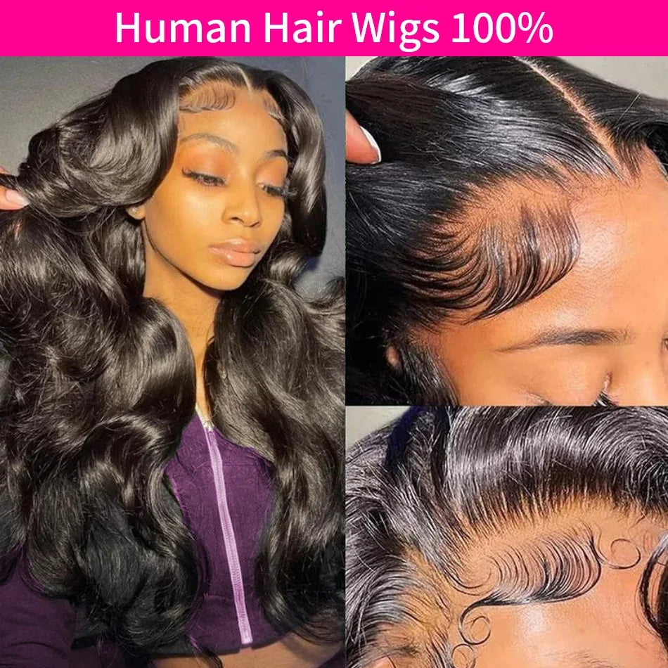 Body Wave Human Hair Wigs 100% Human Hair Quality 13X6 Hd Lace Frontal Wig 250 Density Brazilian Original 40Inch Lace Front Wigs - Luvia