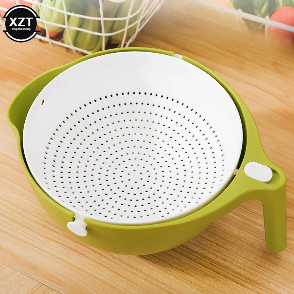 Double Drain Basket Bowl Rice Washing Kitchen Sink Strainer Noodles Vegetables Fruit Kitchen Gadget Colander Kitchen Strainers - Luvia