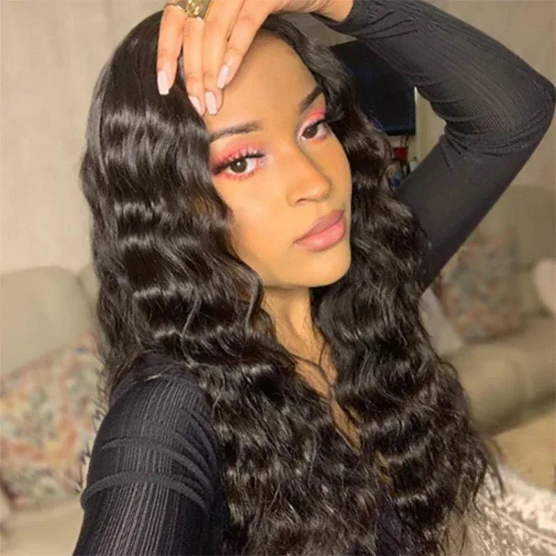 Wig for Women, African Small Curls, Fashionable Middle-Parted Long Curly Hair, Corn Perm Synthetic Fiber Wig Headgear - Luvia