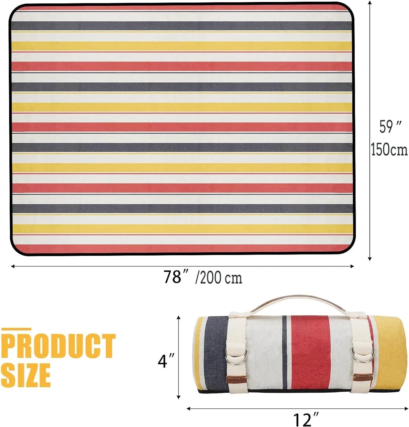 Waterproof Picnic Blanket Portable with Carry Strap for Beach Mat or Family Outdoor Camping Party - Luvia
