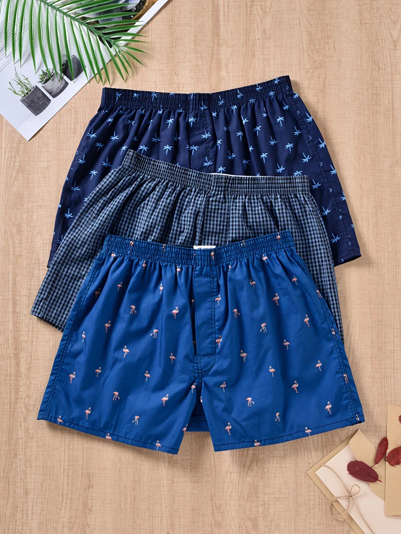 3pcs Vibrant Multicolor Arrow Print Loose Fit Cotton Boxer Shorts for Men - Soft, Breathable, Comfortable Underwear Briefs with Relaxed Fit - Perfect for Casual Wear - Luvia